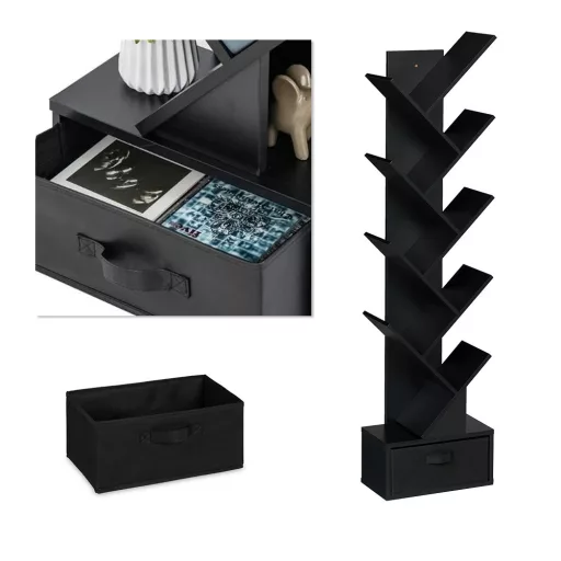 10-poziomowa półka na książki, czarna