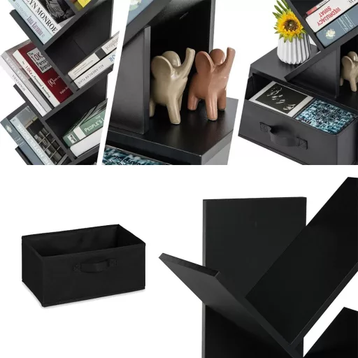 10-poziomowa półka na książki, czarna