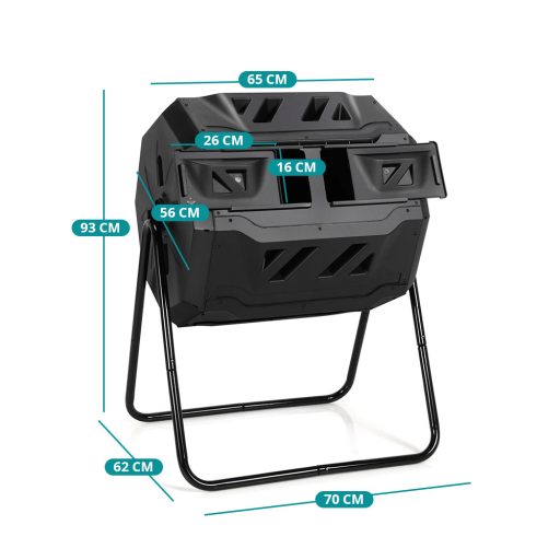 160-litrowy dwukomorowy obracany kompostownik