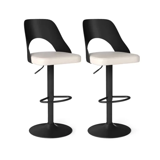 Nowoczesne krzesło barowe 2 szt., czarno-białe