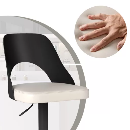 Nowoczesne krzesło barowe 2 szt., czarno-białe