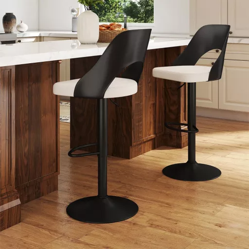 Nowoczesne krzesło barowe 2 szt., czarno-białe