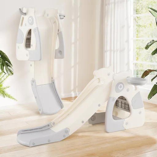 Zjeżdżalnia Składana z Koszem do Koszykówki i Rzucaniem Pierścieni