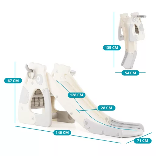 Zjeżdżalnia Składana z Koszem do Koszykówki i Rzucaniem Pierścieni