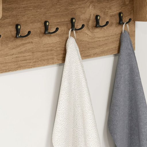 Półka ścienna z 6 haczykami, naturalna