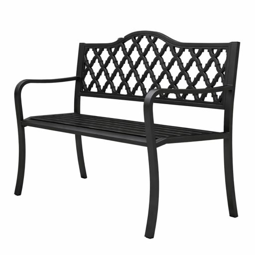 Ławka ogrodowa z ozdobnym wzorem kratki