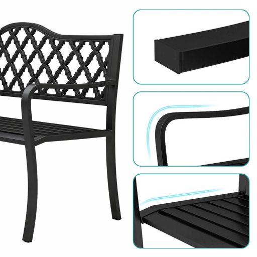 Ławka ogrodowa z ozdobnym wzorem kratki