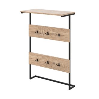 Wieszak ścienny z 6 haczykami i półką, naturalny