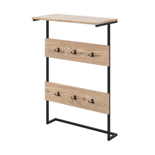 Wieszak ścienny z 6 haczykami i półką, naturalny