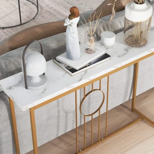 Nowoczesny stolik do przedpokoju z blatem z marmuru syntetycznego