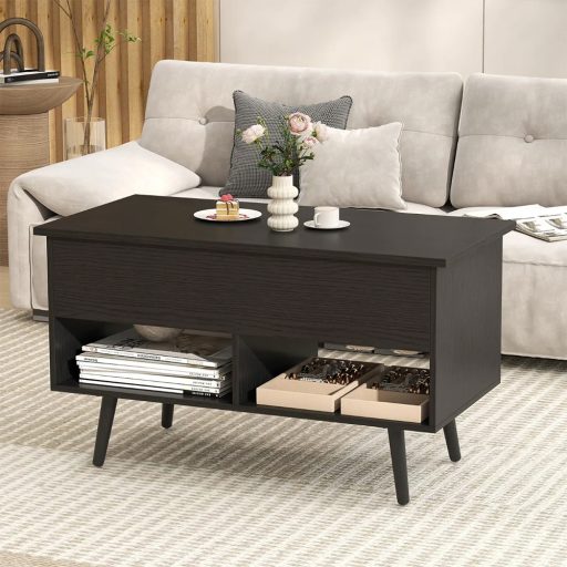 Stół kawowy z podnoszonym blatem, czarny