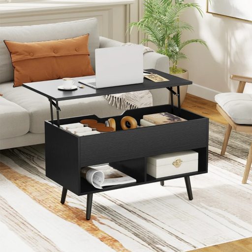 Stół kawowy z podnoszonym blatem, czarny