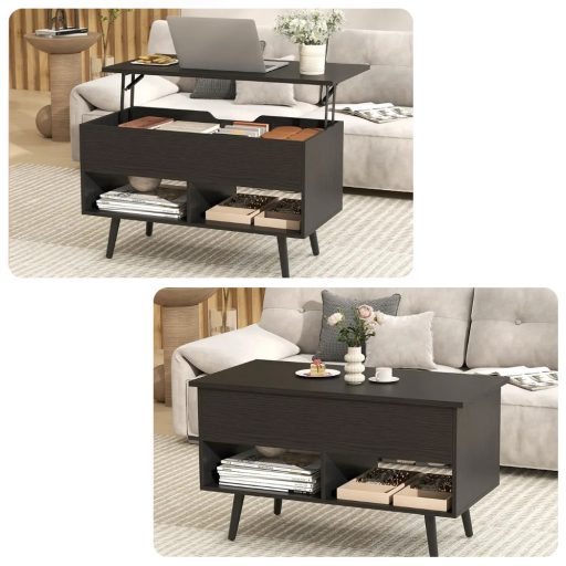 Stół kawowy z podnoszonym blatem, czarny