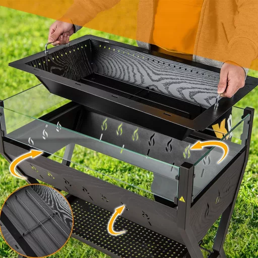 Grill węglowy z rusztami