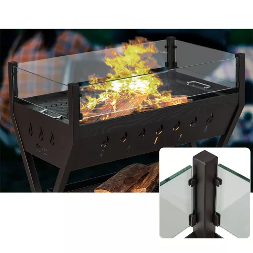 Grill węglowy z rusztami