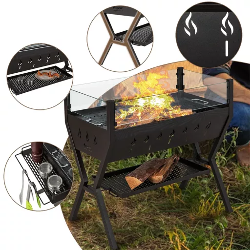 Grill węglowy z rusztami