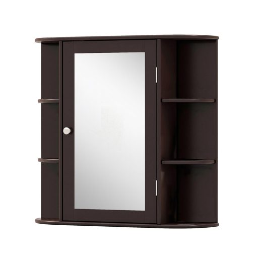 Szafka łazienkowa z lustrem, brązowa