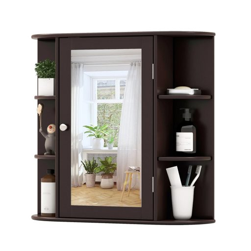 Szafka łazienkowa z lustrem, brązowa