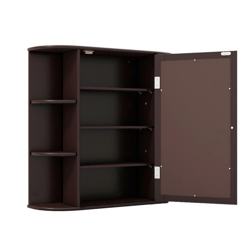 Szafka łazienkowa z lustrem, brązowa