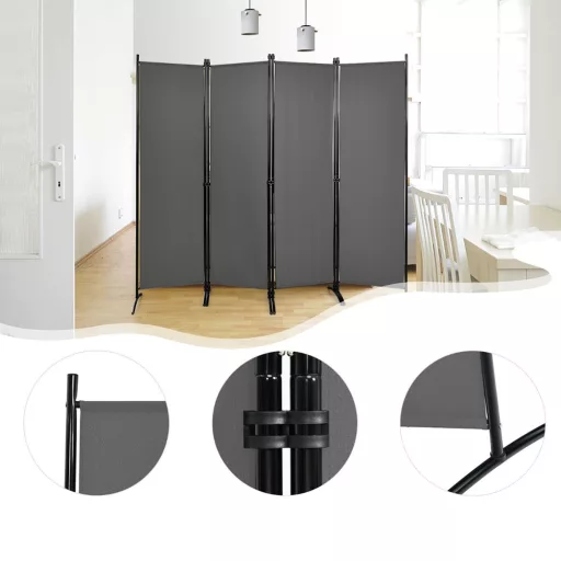 4-panelowa ścianka działowa 173 cm szara