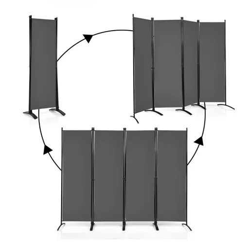 4-panelowa ścianka działowa 173 cm szara