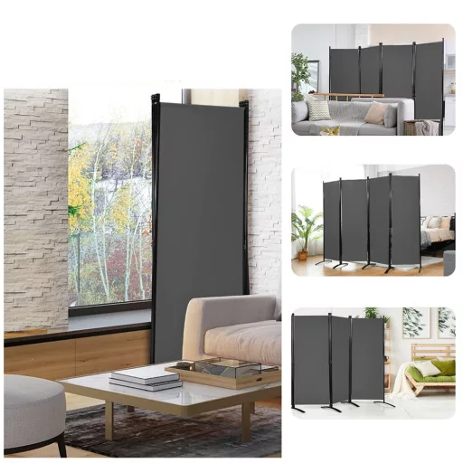 4-panelowa ścianka działowa 173 cm szara