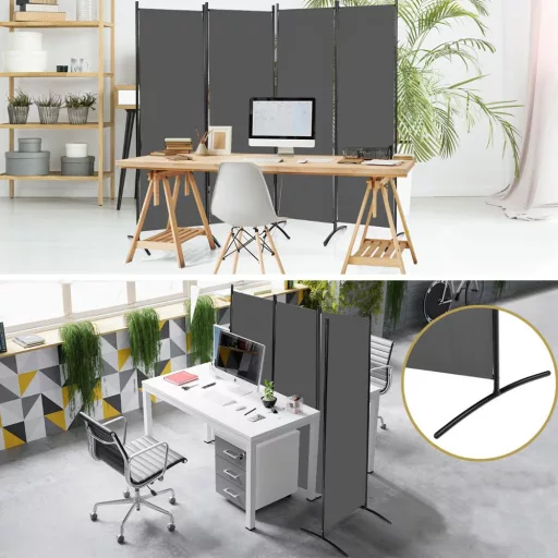 4-panelowa ścianka działowa 173 cm szara