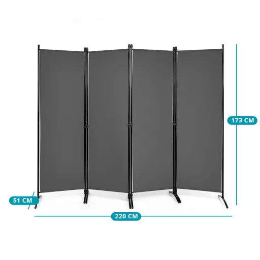 4-panelowa ścianka działowa 173 cm szara