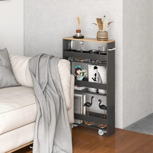 4-poziomowy regał z otwartymi półkami, szary