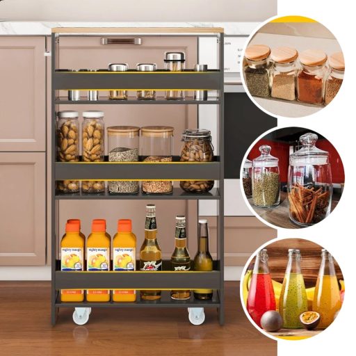 4-poziomowy regał z otwartymi półkami, szary