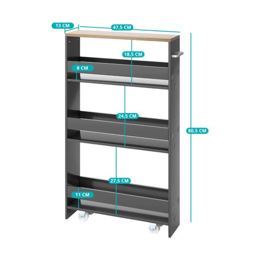 4-poziomowy regał z otwartymi półkami, szary