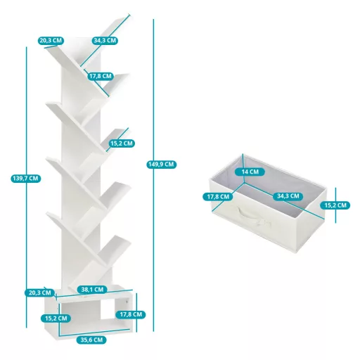 10-półkowa półka w białym kolorze