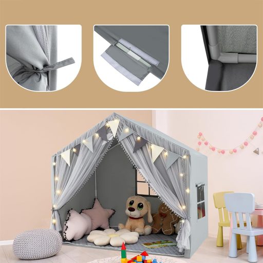 Namiot dziecięcy ze światełkami, szary