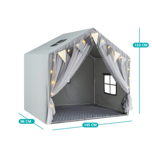 Namiot dziecięcy ze światełkami, szary