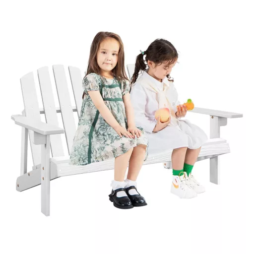 Fotel Adirondack dla dzieci dla 2 osób, biały