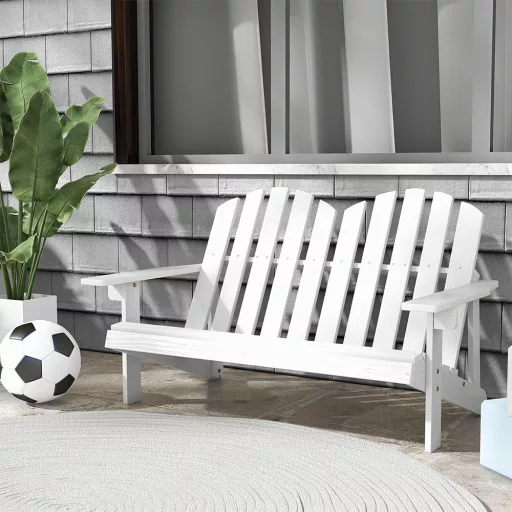Fotel Adirondack dla dzieci dla 2 osób, biały