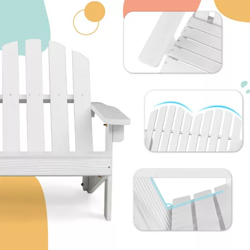 Fotel Adirondack dla dzieci dla 2 osób, biały