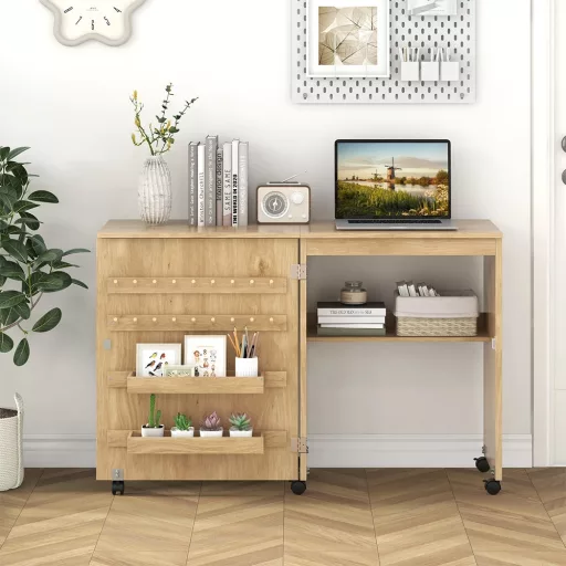 Składany stolik do maszyny do szycia, naturalny