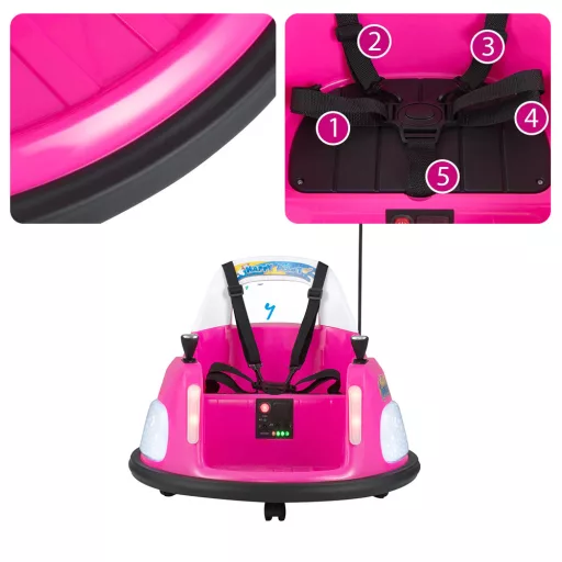 Dziecięcy dodgem 12V, różowy