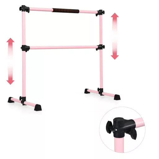 Przenośny podwójny drążek baletowy różowy