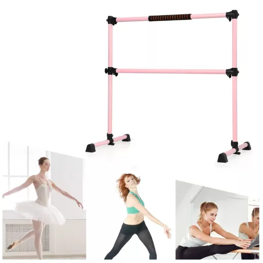 Przenośny podwójny drążek baletowy różowy