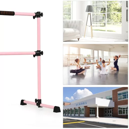 Przenośny podwójny drążek baletowy różowy