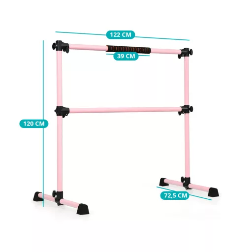 Przenośny podwójny drążek baletowy różowy