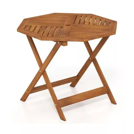 Ośmiokątny drewniany stolik kawowy