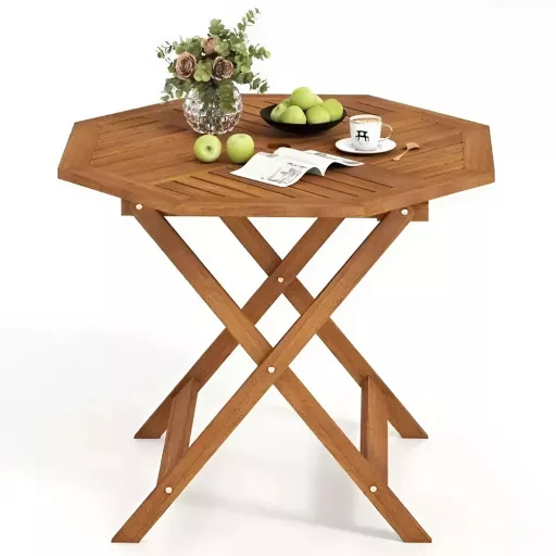 Ośmiokątny drewniany stolik kawowy