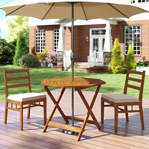 Ośmiokątny drewniany stolik kawowy