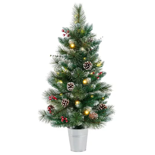 Ozdobiona sztuczna choinka z 20 ciepłymi diodami LED, 90 cm