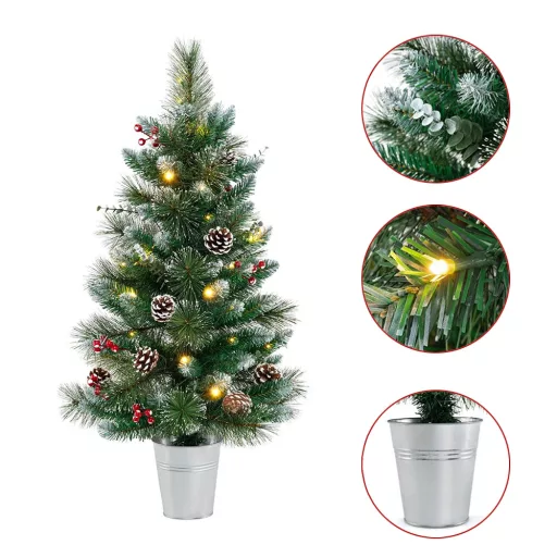 Ozdobiona sztuczna choinka z 20 ciepłymi diodami LED, 90 cm