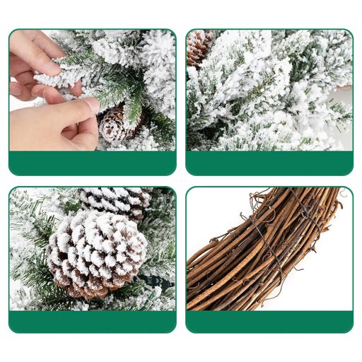 Śnieżny Wianek Zimowy z Ciepłymi Światłami LED