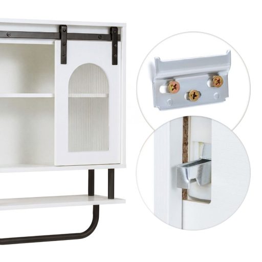 Szafka łazienkowa z uchwytem na ręczniki i otwartą półką